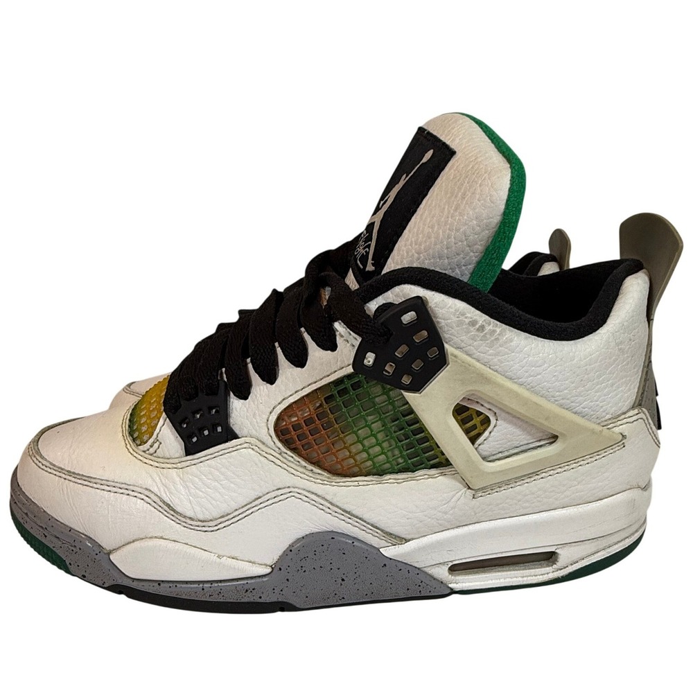 Nike Air Jordan 4 Retro Lucid Green Rasta White Womens Sneakers 10